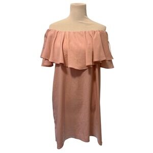 TOPSHOP Pink Ruffle Off Shoulder Dress Women's Size 10